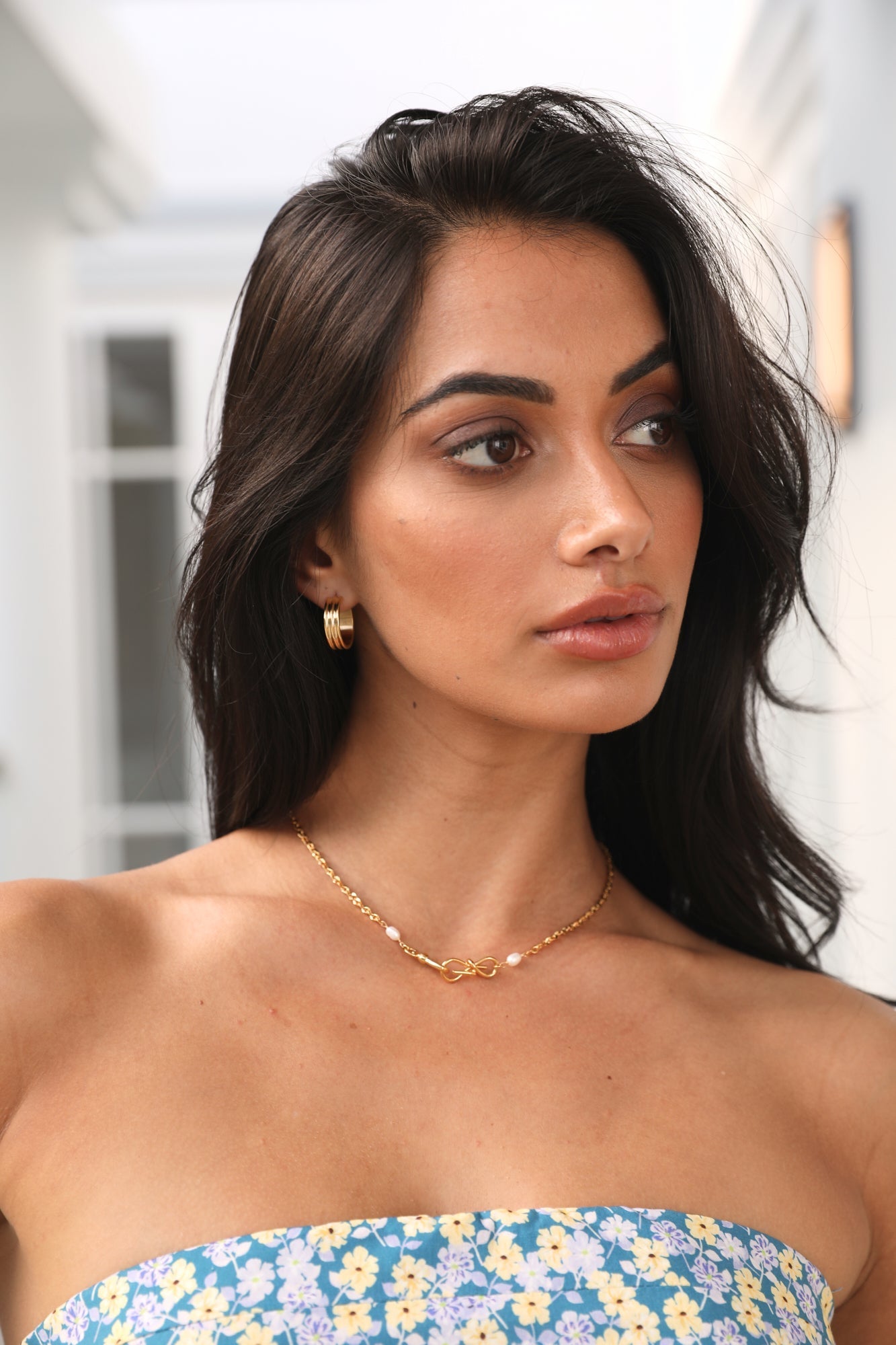 18K Gold Earrings Side View