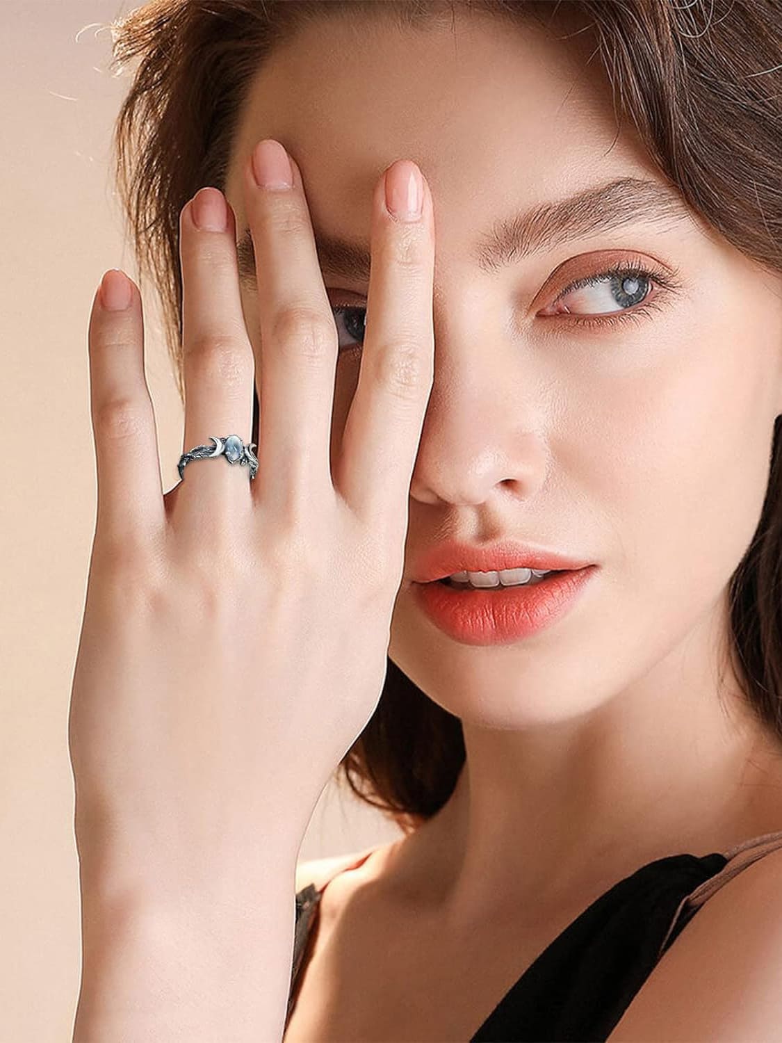 Double Moon Boho Ring on Hand