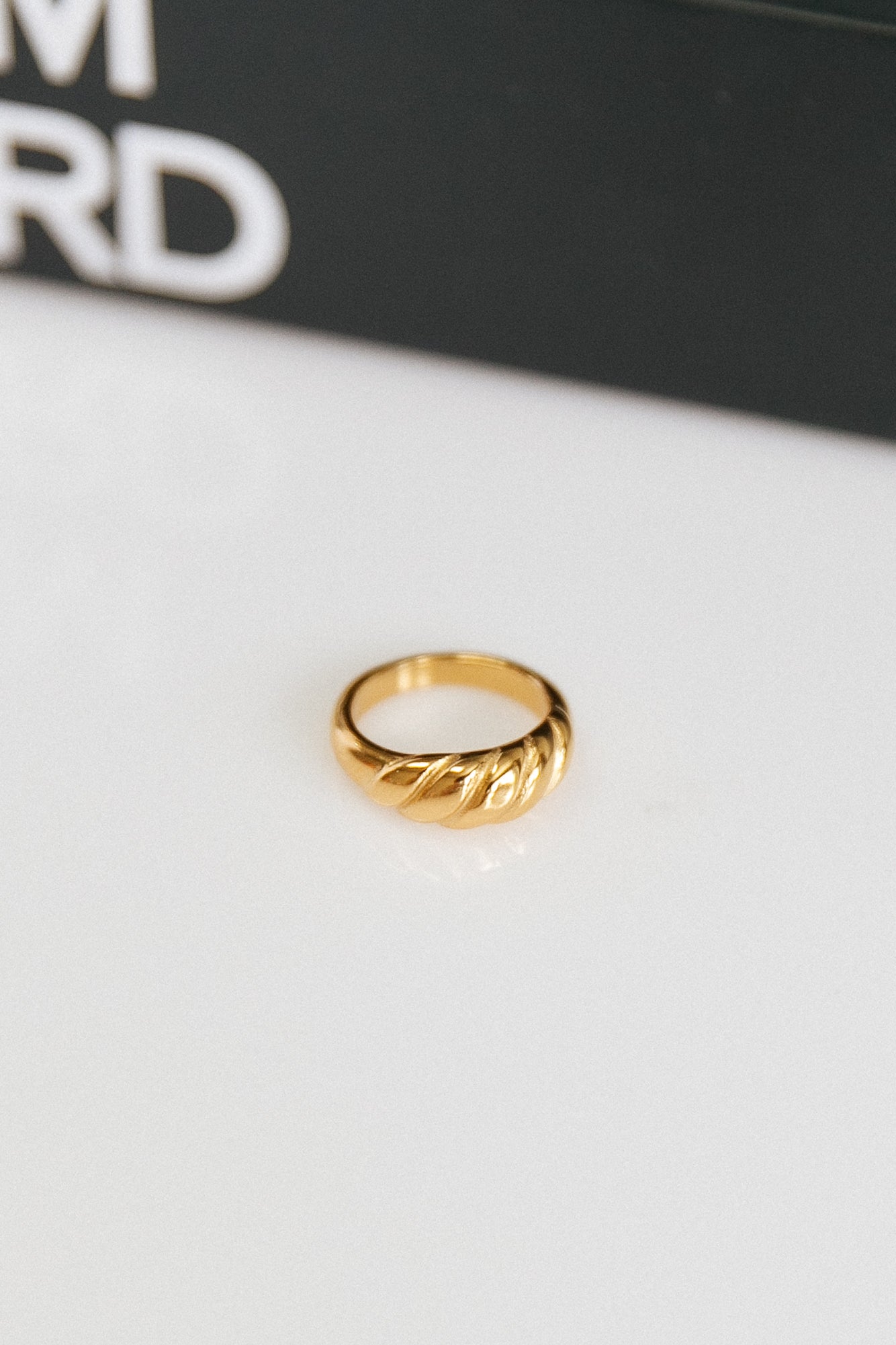 Gold Twist Ring on Display