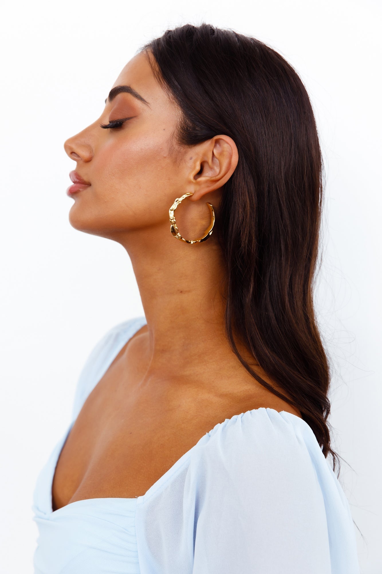 Gold Hoop Earrings Front View