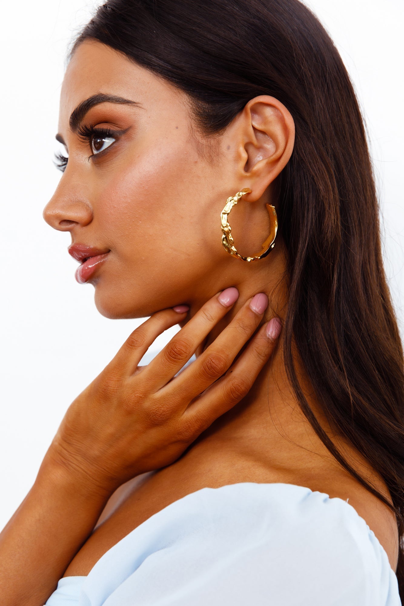 Gold Hoop Earrings Side View